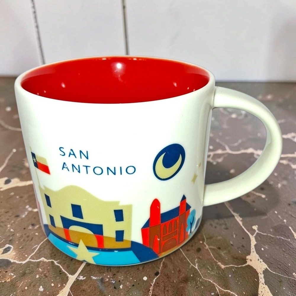 Starbucks You Are Here San Antonio Mug 2014 Texas Skyline Alamo Coffee Cup 14oz